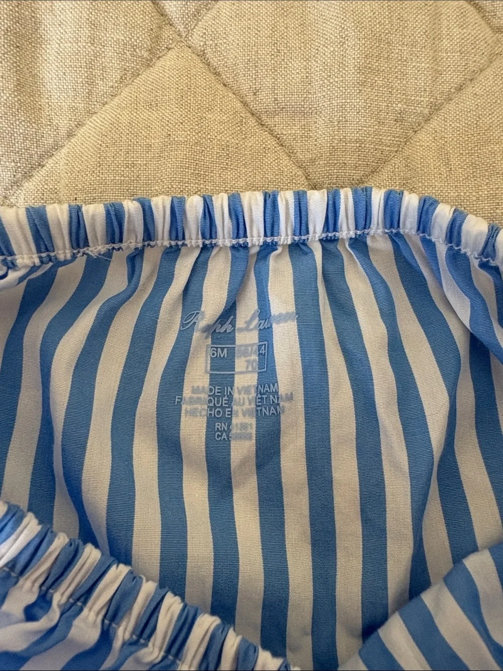 Ralph Lauren Blue and White Striped Baby Bloomer NWOT